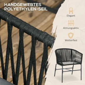 Outsunny 2er-Set Gartenstühle 57 x 60 x 71 cm schwarz mit Kissen