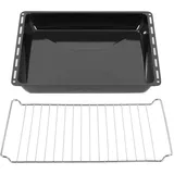 ICQN 445 x 375 x 50 mm Gitter & Backblech Set, Passend für Whirlpool, Ignis, Bauknecht, Indesit, Algor, Neckermann, Lloyds, Backofenrost und Emailliert Fettpfanne 44,5x34 cm