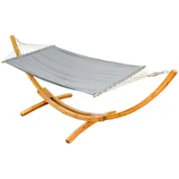 Amanka XXL Hängematte mit Gestell bis 200 kg 325 x 120 x 118 cm Grau