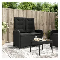 VidaXL Gartenbank Verstellbar mit Kissen Schwarz Poly Rattan