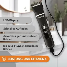 krumad Haarschneidemaschine 6-in-1 IPX7 – Barttrimmer Herren, Elektrorasierer & Nasenhaartrimmer mit LED-Display – 1,5h Schnellladung/120 Min Laufzeit, 3/6/9/12 mm Aufsteckkämme – Bodygroom