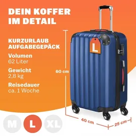 monzana Hartschalen-Trolley 4-Rollen L 60 cm / 2,8 kg blau