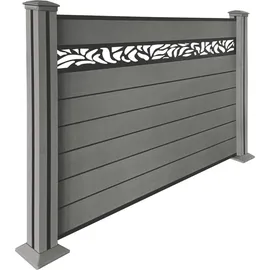 prestige home living outdoor WPC-Sichtschutzzaun 190 x 130 cm Dunkelgrau/Aluminium