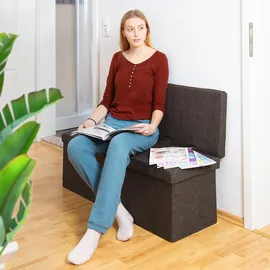 Relaxdays Faltbarer Sitzhocker mit Lehne XL grau