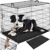 Tectake Hundekäfig-Gitterbox, klappbar, mit 2 Tragegriffen, 2 große Türen mit Doppelverriegelung, herausnehmbarer Boden, abgerundete Ecken