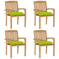 VidaXL Stapelbare Gartenstühle mit Kissen 4 Stk. Massivholz Teak