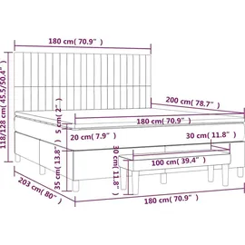 vidaXL Boxspringbett 180 x 200 cm Dunkelgrün