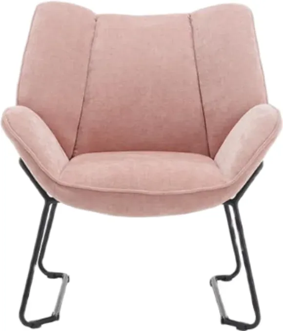 chairus Chenille-Sessel für Wohnzimmer, Polster-Tub-Sessel, Einzelsessel als Akzentmöbel mit Metallbeinen (Pink)