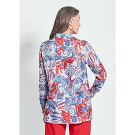 GOLDNER Hemdbluse Floralbedruckt Blau/Rot 19