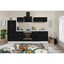 Respekta Küchenzeile Premium 280 cm Schwarz Hochglanz-Weiß