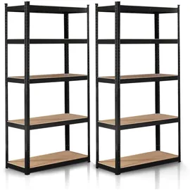 Arebos 2er Set Schwerlastregal 180 x 90 x 40 cm 875 kg 5 MDF-Platten | Schwarz