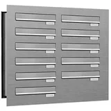 AL Briefkastensysteme 11 Fach Premium Edelstahl Durchwurf Briefkasten Anlage für Post A4, robust, wetterfest, Artikelnummer: 132V11DV2