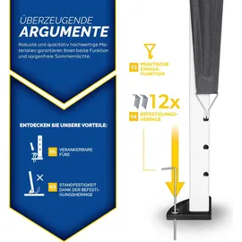 tillvex Faltpavillon 3 x 6 m inkl. 3 Seitenteile Anthrazit