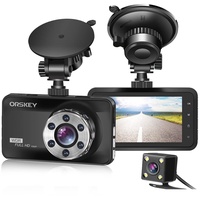 ORSKEY Dashcam Auto Vorne und Hinten 1080P Full HD Autokamera Dual Dashcam Dashboard Kamera Dashcam für Autos 170 Weitwinkel HDR mit 3.0" LCD Display Nachtsicht Bewegungserkennung und G-Sensor