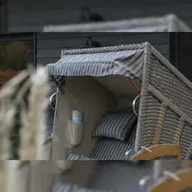 bene living Strandkorb Komplettset Schleswig Pinie Zweisitzer PE Mokka Modell 553