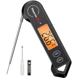 ThermoPro Fleischthermometer Digitaler Grillthermometer Faltbares Bratenthermometer Thermometer Kochen für Flüssigkeit Milch Steak Küchenthermometer Schwarz