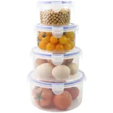MOERDIFFER 4 Stück Gefrierdosen mit Deckel Klein Kunststoff Frischhaltedosen mit Deckel Salat Schüssel Set 300ml/600ml/1000ml/1500ml Luftdichte Lebensmittelbehälter für Lebensmittelnaufwahrung
