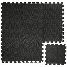 Eyepower Fitnessmatte für Zuhause - 0,8 m2 Trainingsmatte - Home Gym Unterlage aus 9 Matten (9-St), 30 x 30 x 1 cm Bodenschutzmatte Sport und Gymnastik - EVA Bodenmatte schwarz 30 cm x 30 cm x 1 cm