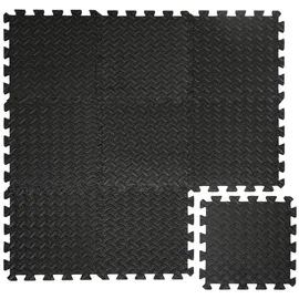 Eyepower Fitnessmatte für Zuhause - 0,8 m2 Trainingsmatte - Home Gym Unterlage aus 9 Matten (9-St), 30 x 30 x 1 cm Bodenschutzmatte Sport und Gymnastik - EVA Bodenmatte schwarz 30 cm x 30 cm x 1 cm