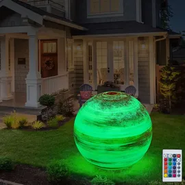 Eurotondisplay LED Gartenleuchte Kugellampe Kunststoff 60 cm inkl. Leuchtmittel grau/weiß