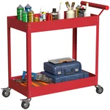 DURHAND Werkstattwagen Werkstattwagen Werkzeugwagen mit 2 Ebenen, Seitengriff und feststellbaren Rollen, für Garage, Lager, Heimwerker, Tragfähigkeit 150 kg, 84,5x38x84cm, rot