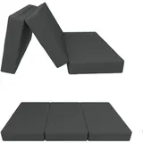 POKAR Klappmatratze 3-teilige Faltmatratze Wasserabweisend Camping Matratze Gästematratze Feldbett Klappbett Gästebett Bodenmatratze Schlafmatratze 160 x 195 x 15 cm, Anthrazit