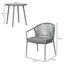Outsunny Rattan Bistroset 3-tlg. Grau