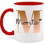 Tasse Tassen 325ml - Anfangsbuchstabe - Name und Buchstabe - 325 ml - Rot - buchstaben selbst bedrucken coffee mug personalisierte custom keramik den namens geschenke tasse+mit+namen initial