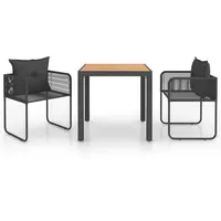 VidaXL 3-tlg. Garten-Essgruppe PVC Rattan Schwarz und Braun -