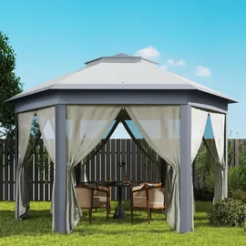Outsunny Faltpavillon 4 x 4 m inkl. 6 Seitenteile Grau