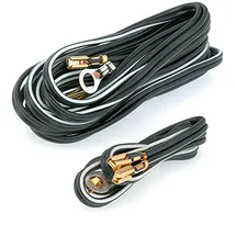 Prophete Lichtkabel, 2-adrig, 1 Scheinwerfer-und 1 Rücklichtkabel, Fahrrad Beleuchtung mit Kabelschuhen und Ösen, schwarz