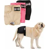 Windeln für Hündinnen – waschbar, wiederverwendbar, bequem, saugfähig, Hygienewickel, physiologische Hose für kleine, mittelgroße und große Hunde, 3