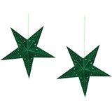 Beliani Weihnachtsdekoration Papierstern 2er Set Samt grün LED-Beleuchtung 45 cm Motti