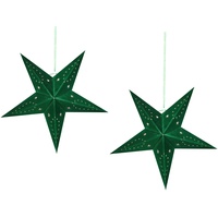 Beliani Weihnachtsdekoration Papierstern 2er Set Samt grün LED-Beleuchtung 45 cm Motti