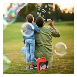 Relaxdays Seifenblasen Nachfüllkanister, 2 Liter Seifenblasenflüssigkeit, Seifenlauge für Seifenblasenmaschine, orange