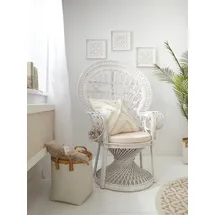 Hofmann Living And More Rattanstuhl mit Kissenauflage weiß