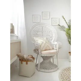 Hofmann Living And More Rattanstuhl mit Kissenauflage weiß