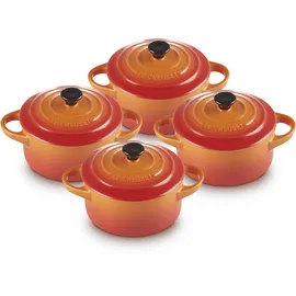 Le Creuset Mini Cocotte Topf-Set 4-tlg. ofenrot