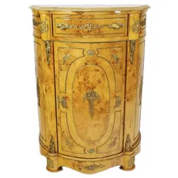 Casa Padrino Empire Kommoden Schrank mit Marmorplatte Vogelaugenahorn - Barock Möbel Kommode