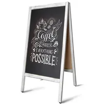 Office Marshal Kundenstopper Kreidetafel Mit Holzrahmen Weiß-Grau