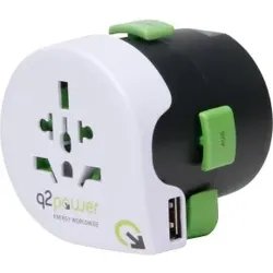 Kopp 473203010 World Travel Adapter ”Qdapter USB”, mit integriertem USB-Anschluss  - 3 Stück
