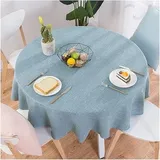 Staubdichte runde Tischdecken im nordischen Stil, Tischdecken für runde Tischdecke, Baumwoll-Leinen, Tischdecke, für Küche, Esszimmer, Tischdekoration (blau, 80 cm)