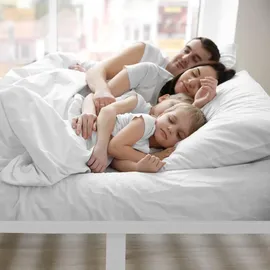 Homestyle4u Familienbett 270 x 200 cm Weiß/Grau