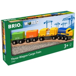 BRIO® Spielzeugeisenbahn-Lokomotive World Eisenbahn Zug Güterzug mit drei Waggons 7 Teile 33982