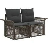 vidaXL Garten-Sofa 2-Sitzanzahl Grau Poly-Rattan