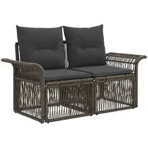 vidaXL Garten-Sofa 2-Sitzanzahl Grau Poly-Rattan