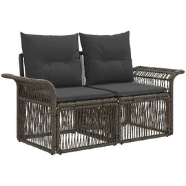 vidaXL Garten-Sofa 2-Sitzanzahl Grau Poly-Rattan