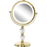 Beliani Kosmetikspiegel, gold mit LED-Beleuchtung ø 18 cm CLAIRA
