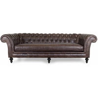 JVmoebel Sofa, XXL Big Sofa Couch Chesterfield 240cm Polster Sofas 4 Sitzer Leder Vintage #284 braun
