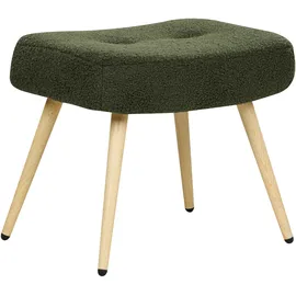 Beliani Ohrensessel VEJLE Bouclé 70 x 100 x 80 cm Dunkelgrün mit Hocker